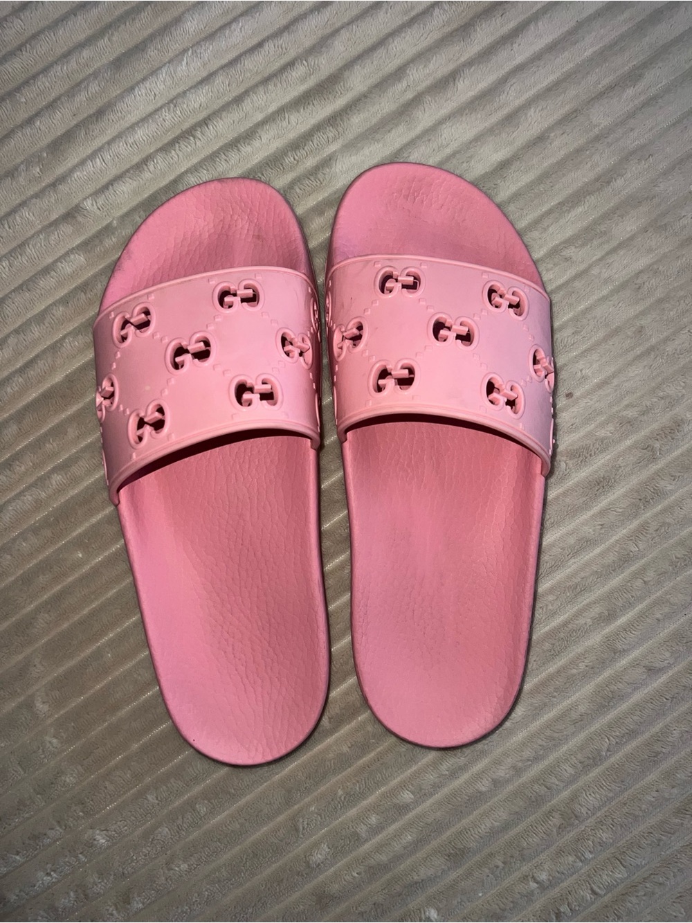 Women’s Pink Slide Sandals - Logo Cutout Strap